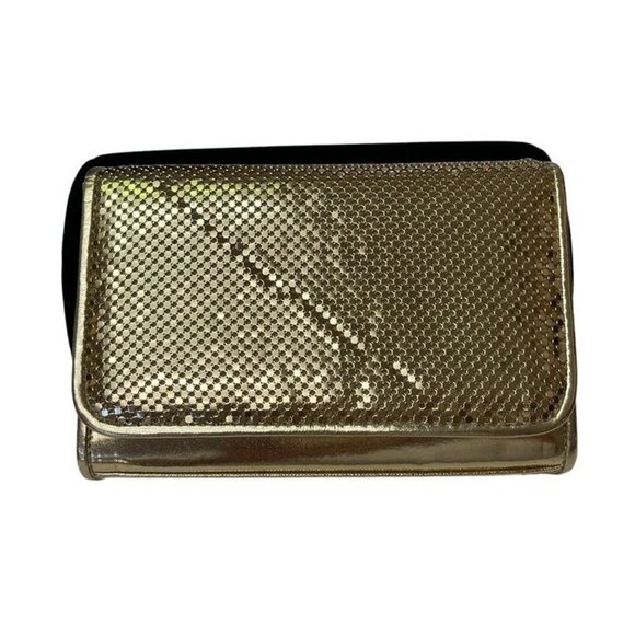 Whiting and Davis Gold Metal Mesh Clutch Shoulder or Crossbody Bag Strap Purse - Picture 9 of 14
